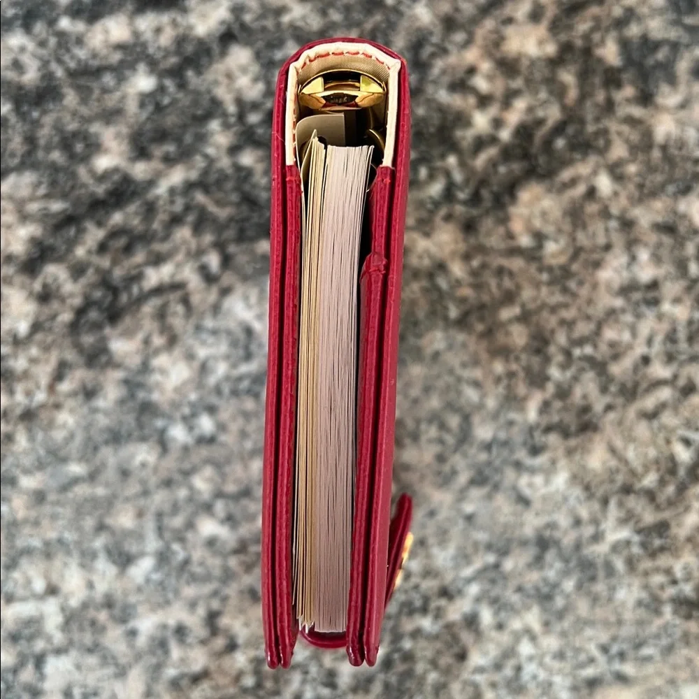 CHANEL Red Leather CC Logo Notebook Cover with Gold Hardware